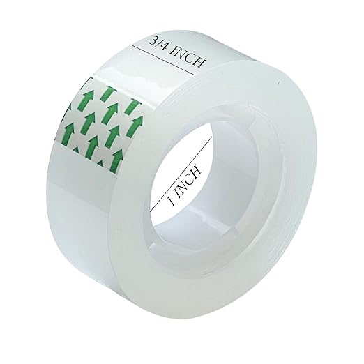 24 Rolls Transparent Tape, Clear Tape Refills for Dispenser, Tear by Hand, 3/4-Inch Clear Tape Refill Roll for Gift Wrapping,Office, Home, School