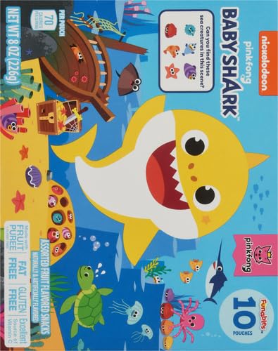 Funables Fruit Snacks, Baby Shark Shaped Fruit Flavored Snacks, 0.8 Ounce Pouches (Pack of 30)