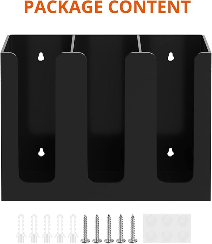 Richboom Acrylic Coffee Cup and Lid Storage Organizer Holder, 3 Compartments, Black