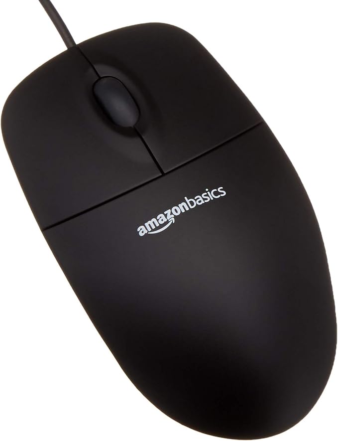 Amazon Basics Wired Keyboard and Mouse Bundle, Full-Sized, QWERTY Layout, Black