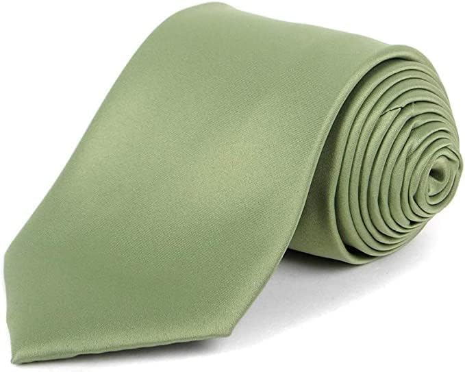 boxed-gifts Umo Lorenzo Tie for Men Satin Finish Necktie - Standard Width Ties - Black, Navy, Red, Sage Green Tie