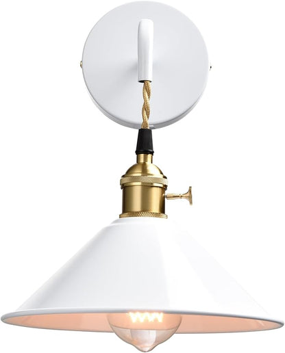 Plug-in Wall Lamp with Umbrella Shade, Bright White Wall Light Fixture Set of Two with On/Off Switch Nordic and Industrial Wall Sconces for Cabinet Bedroom bar
