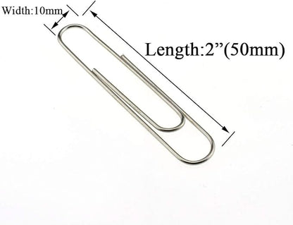 HAHIYO Paper Clips Sturdy 2 inches Length 100 Pack Paperclips Heavy Duty Tight Grip Rust Proof Reusable Metal Bright Silver for Home Office School