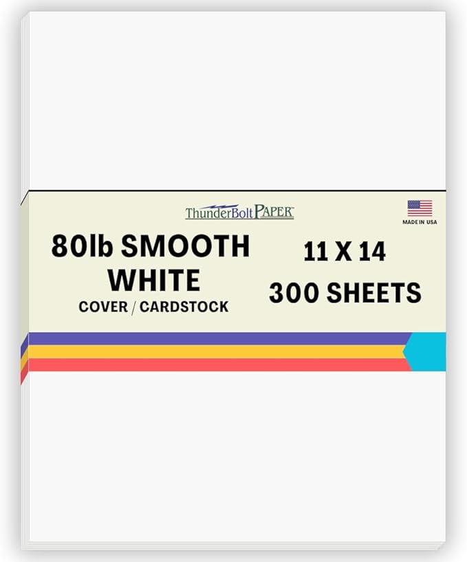 300 Bright White Smooth Card Paper Sheets - 11" X 14" (11X14 Inches) Scrapbook|Picture-Frame Size - 80# (80 lb/Pound) Cover Weight - Quality Paper - Smooth Finish