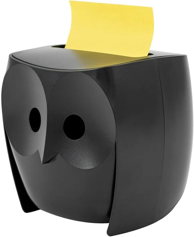 Post-it Owl Note Dispenser, Includes 1 Pad of Post-it 3 in X 3 in Super Sticky Dispenser Pop-up Notes, 45 Sheets (OWL-330-BK) (Pack of 6)
