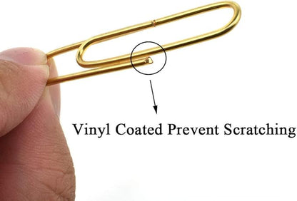 HAHIYO Paper Clips Large 2 inches Length Gold Paperclips Vinyl Coated Prevent Scratching Tearing The Pages Sturdy for Bookmark Organize Home Office School 80 Pack
