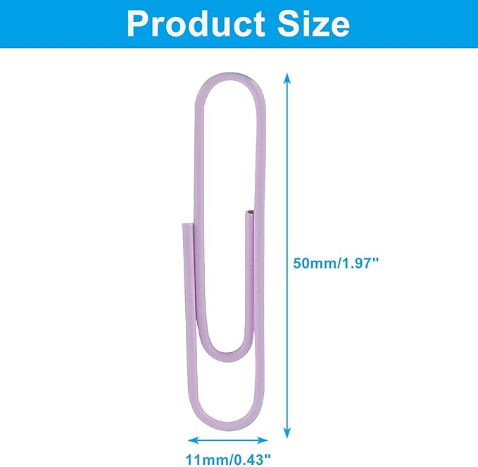 100Pcs 2 Inch Large Paper Clips, Lavender Coated Jumbo Reusable Big Paperclips for Office School Home Document Organizing