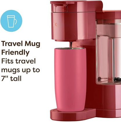 Keuriig K-Express Essentials Single Serve Coffee Maker, 3 Cup Sizes, 36oz Removable Reservoir, kcup Pod Compatible, Fast Brew, Travel Mug Friendly, Auto-Off, Compact 6.5” Design (Red)