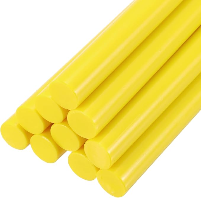 PATIKIL Hot Glue Sticks for Glue Gun, 10 Pcs Colored Hot Melt Adhesive Glue Sticks Bulk for DIY Projects Craft Art Decoration Home Repairs, Light Yellow (7.9" x 0.43")