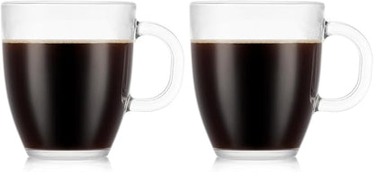 Bodum 12oz Bistro Coffee Mug Single-Wall Tempered Glass, 2 Pack, Clear | Single-Wall