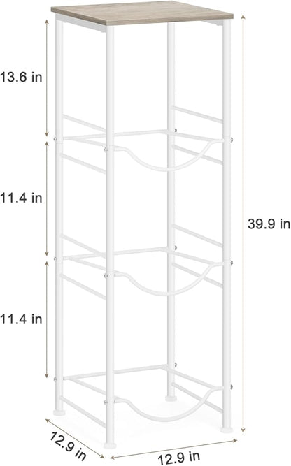 Water Bottle Storage Holder 5 Gallon Drink Dispenser Stand with Table 3-Tier Heavy Duty Water Cooler Jug Rack Water Bottle Organizer for Kitchen, Office, Living Room, Rustic Grey