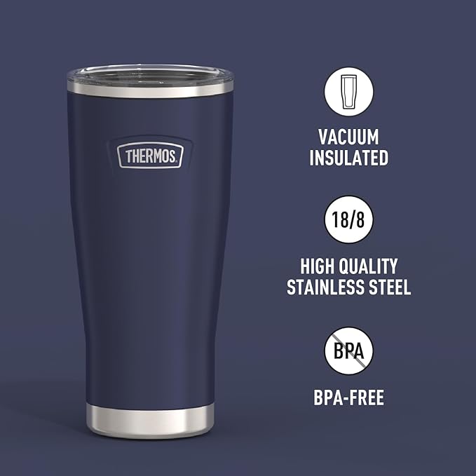 THERMOS ICON SERIES, Stainless Steel Tumbler with Slide Lock, 24 Ounce, Mystic Navy