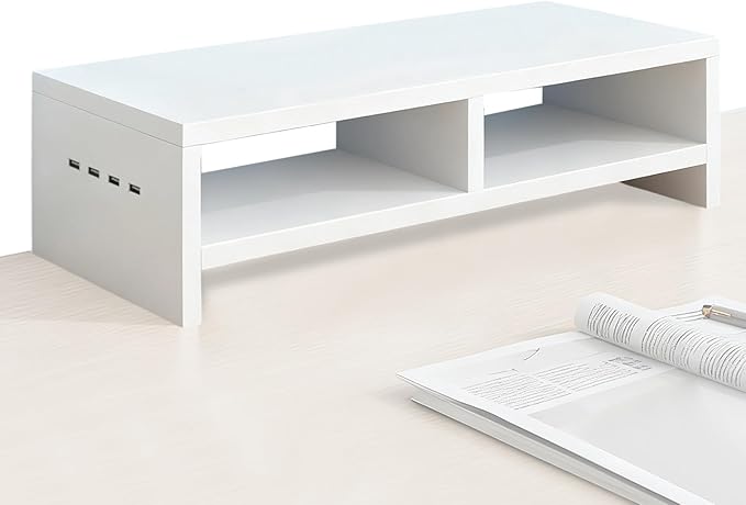 Monitor Stand, with Sleek Modern Design, 50x20x13cm, Monitor Stand Riser, Wireless Charging Desk Organizer, Ergonomic Height, for Multitasking and Desktop Organization