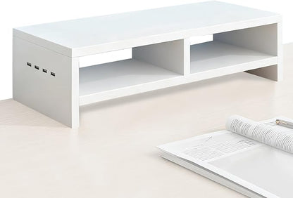 Monitor Stand, with Sleek Modern Design, 50x20x13cm, Monitor Stand Riser, Wireless Charging Desk Organizer, Ergonomic Height, for Multitasking and Desktop Organization