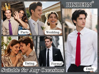 HISDERN Men Floral Ties Woven Classic 3.4" Necktie Set Formal Tie Pocket Square for Wedding with Handkerchief Gift Box