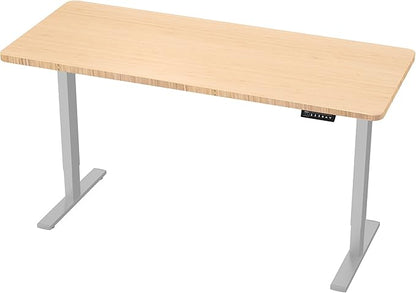 VIVO Electric 60 x 24 in Real Bamboo Standing Desk, Memory Height Adjustment, 1B Series, One-Piece Top, Gray Frame, DESK-KIT-1G6O
