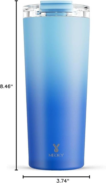 Meoky 24 oz Travel Coffee Mug with Leak-proof Lid, Stainless Steel Insulated Coffee Tumbler, Keeps Hot for 8 Hours or Cold for 24 Hours, Fits in Car Cup Holder (Sky)