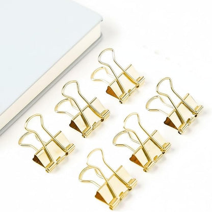 100 Pack Mini Gold Binder Clips 5/8 Inch (15 mm), Colored Little Paper Clamps, Small Tiny Micro Size Paper Clips for Office Home School Business 0.6"