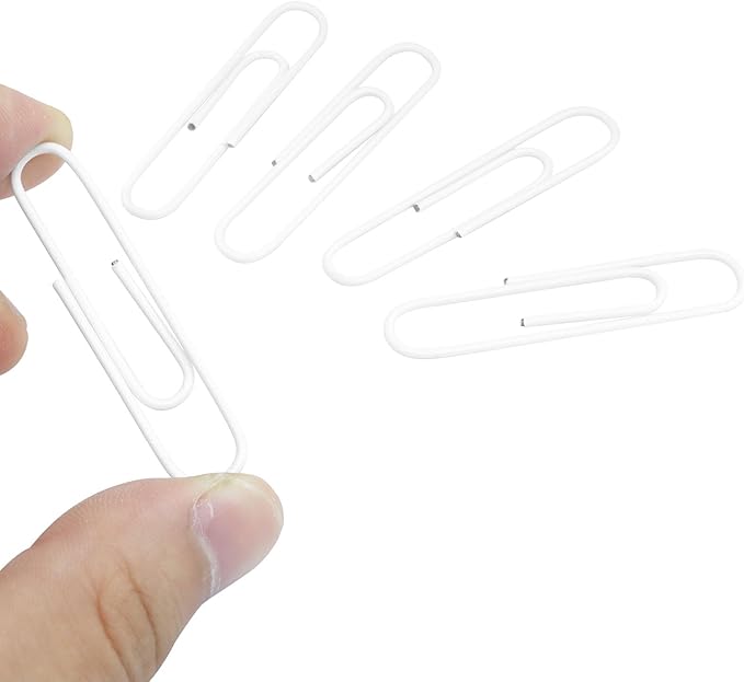 100Pcs 2 Inch Large Paper Clips, White Coated Jumbo Reusable Big Paperclips for Office School Home Document Organizing