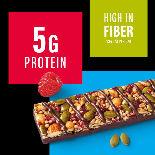 KIND Seeds Fruit & Nuts Snack Bar, Dark Chocolate Raspberry Pumpkin Seed | 5g Protein, High Fiber, Gluten Free Bars, 1.4 OZ, 12 Count