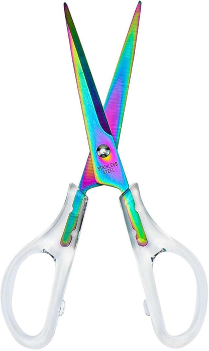 AxeWoodz Rainbow Scissors 6.5 Inch Office Scissors Craft Scissor Stainless Steel Blade with Clear Acrylic Handle All Purpose Shears