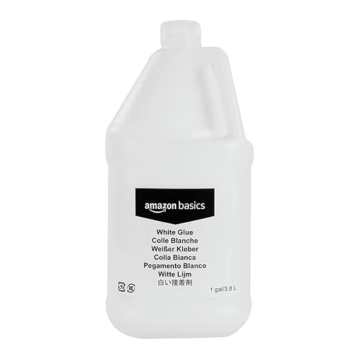 Amazon Basics All Purpose Washable School Classroom Liquid Glue, Great for Making Slime, 1 gallon Bottle, 2-Pack, White