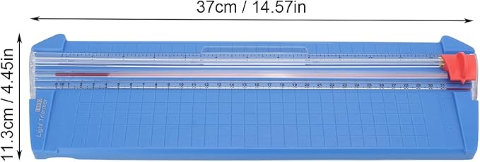 Pssopp Small Paper Cutter, Accurate Portable Paper Trimmer with Premium Plastic, High Stability for 12.40in A3, Ideal for Office and Home (13830 Blue)