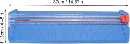 Pssopp Small Paper Cutter, Accurate Portable Paper Trimmer with Premium Plastic, High Stability for 12.40in A3, Ideal for Office and Home (13830 Blue)