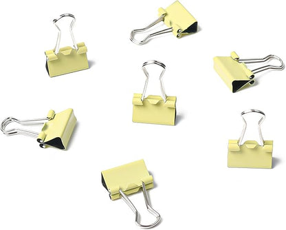 100 Pack Mini Yellow Binder Clips 5/8 Inch (15 mm), Colored Little Paper Clamps, Small Tiny Micro Size Paper Clips for Office Home School Business 0.6"