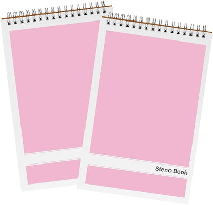 Steno Pads – 6x9 Inches 80 Sheets Steno Notebooks for Writing Notes in School, University, College & Office (2PCS Pink)