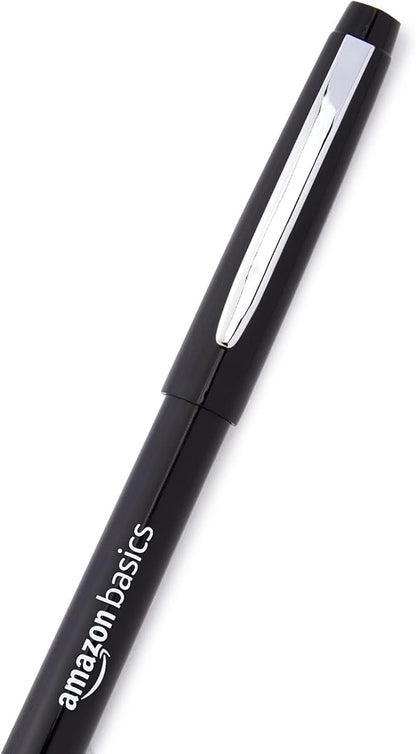 Amazon Basics Felt Tip Marker Pens, Versatile for Writing, Drawing, and Journaling, Black, 24-Pack