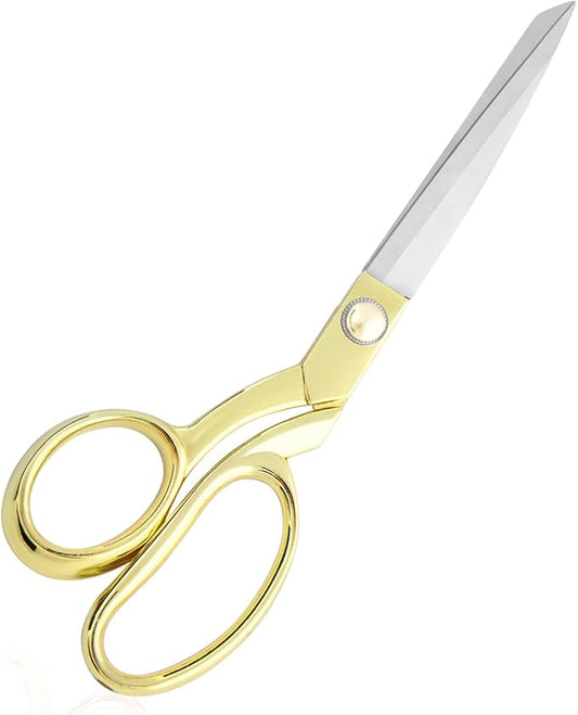 Professional Heavy Duty Tailor Scissors Gold Stainless Steel Ribbon Cutting Sewing Dressmaking (Gold8.5)