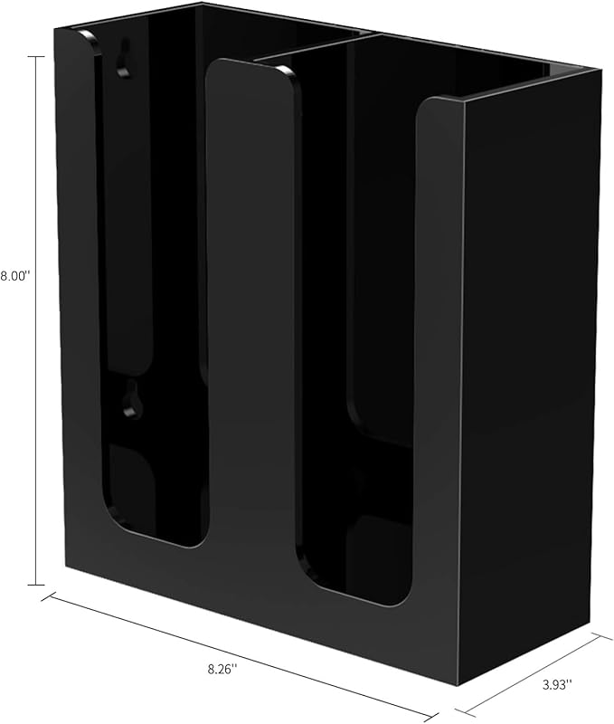 Richboom Acrylic Coffee Cup and Lid Storage Organizer Holder, 2 Compartments, Black