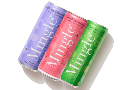 Mingle Mocktails - Variety Pack, Blackberry Hibiscus Bellini, Cranberry Cosmopolitan, Key Lime Margarita - Premium Non Alcoholic Cocktails, 12 FL OZ Cans (Pack of 12)