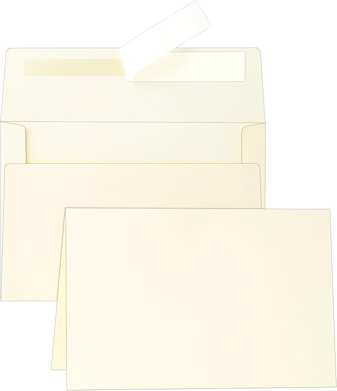 Cream Blank Note Cards and Envelopes 4.25 x 5.5 Heavyweight Folded Ivory Card stock and A2 Envelopes Printable Self Seal 20 Packs for DIY Invitations, Thank You Cards, School, Valentines