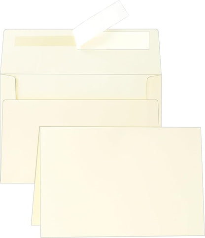 Cream Blank Note Cards and Envelopes 4.25 x 5.5 Heavyweight Folded Ivory Card stock and A2 Envelopes Printable Self Seal 20 Packs for DIY Invitations, Thank You Cards, School, Valentines