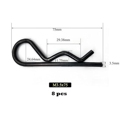 8Pcs Heavy Duty Hitch Pins Clip R Clips Spring Retaining Wire Hair Pins Cotter Pin Strong Spring Tension Large Carter Pin R clip large for trailer Tractor Mower Carts Truck Black zinc M3.5x75mm