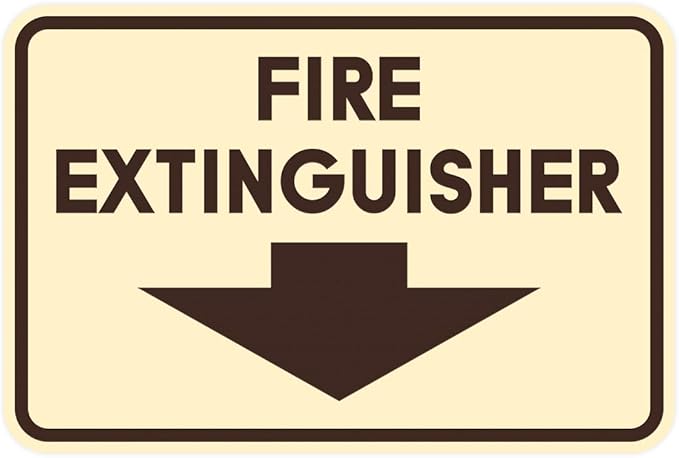 Signs ByLITA Classic Framed Fire Extinguisher (Ivory/Dark Brown) - Large