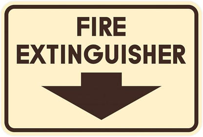Signs ByLITA Classic Framed Fire Extinguisher (Ivory/Dark Brown) - Large