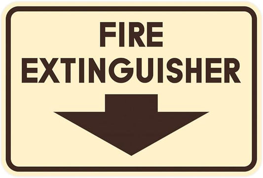 Signs ByLITA Classic Framed Fire Extinguisher (Ivory/Dark Brown) - Large
