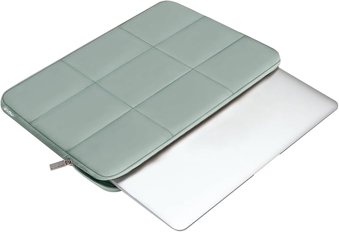 MOSISO 15-15.6 inch Laptop Case, 16 inch Puffy Laptop Sleeve Compatible with MacBook Pro 16 M4 M3 M2 M1, HP, Dell, ASUS, Lenovo Notebook, Rectangle Quilted Puffer Computer Bag for Women, Antique Green