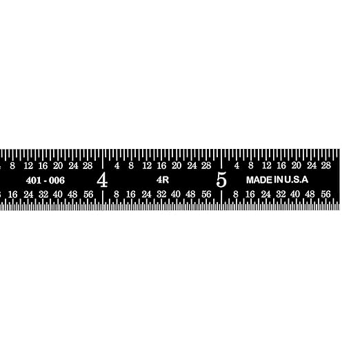 PEC Tools 6-inch Flexible Metal Ruler (5 Pack), High Contrast Machinist Rule, 4R Graduation (1/8", 1/16", 1/32", 1/64"), 6" Stainless Steel Ruler with Black Chrome Finish, Easy to Read, Made in USA