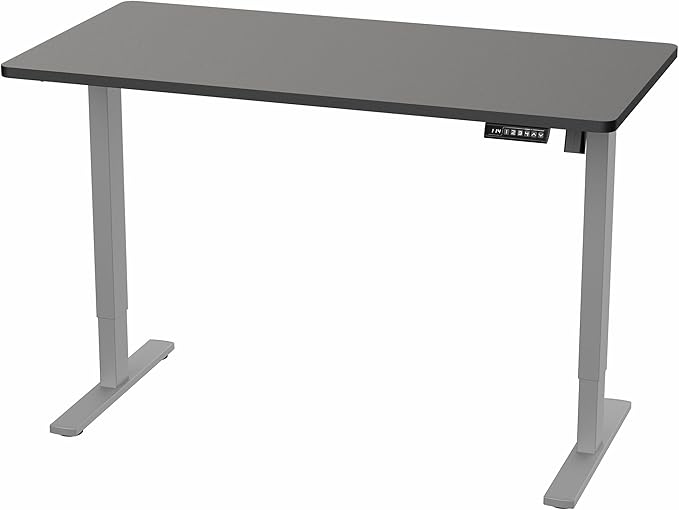 VIVO Electric 55 x 28 in Standing Desk, Memory Height Adjustment, 1B Series, One-Piece Black Top, Gray Frame, DESK-KIT-1G55B