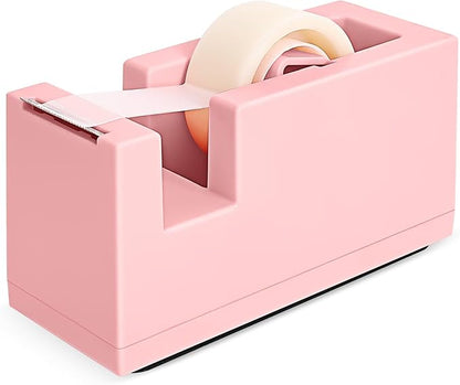 1 Desktop Stapler & 1 Tape Dispenser - 25 Sheet Capacity with 830 Staples and Staple Remover, Non-Slip for Office,School, Home & Classroom, Pink(Tape not Included)