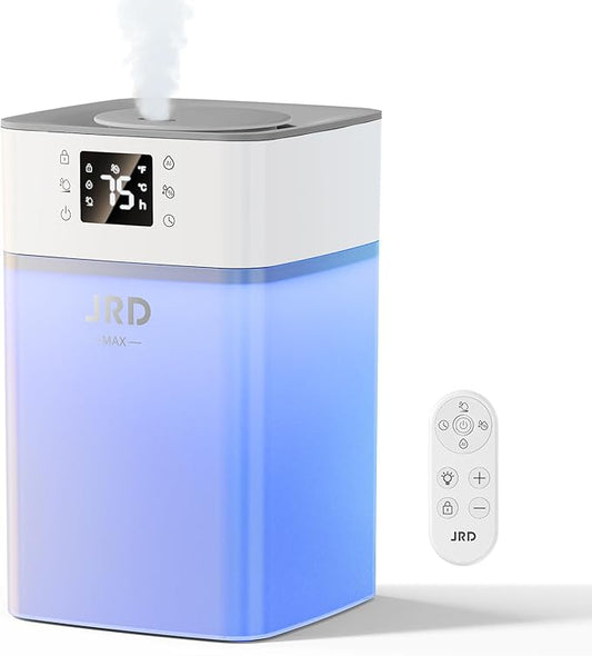 JRD 4L Humidifiers for Bedroom, Cool Mist Humidifier for Large Room, 40H Runtime, 360° Nozzle, Night Light for Home, Office, Baby Nursery, Plants（Grey）