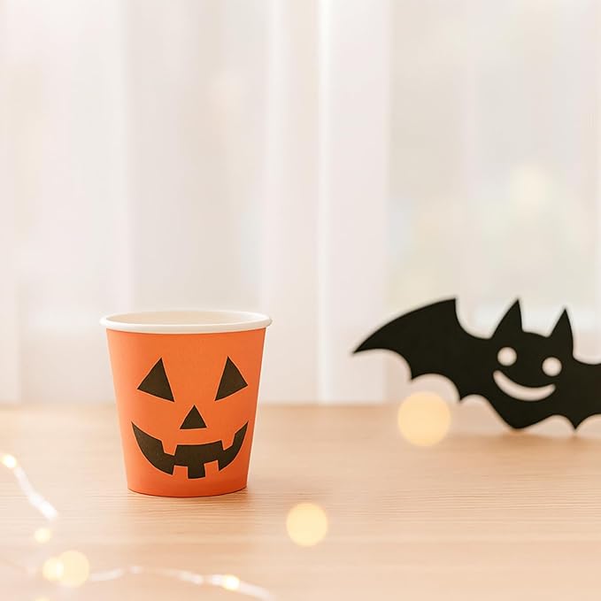 50 Pcs Halloween Shot Cups Pumpkin 2oz Paper Disposable Shot Glasses Mini Party Cup for Halloween Party Drinking Supplies