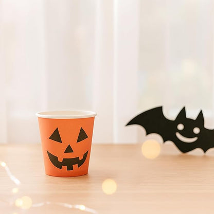 50 Pcs Halloween Shot Cups Pumpkin 2oz Paper Disposable Shot Glasses Mini Party Cup for Halloween Party Drinking Supplies