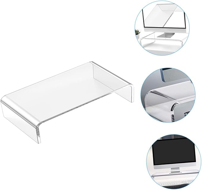 Acrylic Monitor Riser Stand Heavy Duty Computer Display Holder with Keyboard Storage Space Height Desk Organizer for Office and Home Use