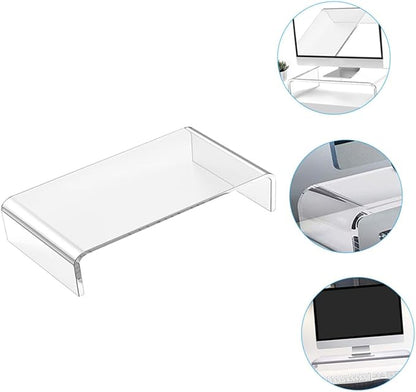 Acrylic Monitor Riser Stand Heavy Duty Computer Display Holder with Keyboard Storage Space Height Desk Organizer for Office and Home Use