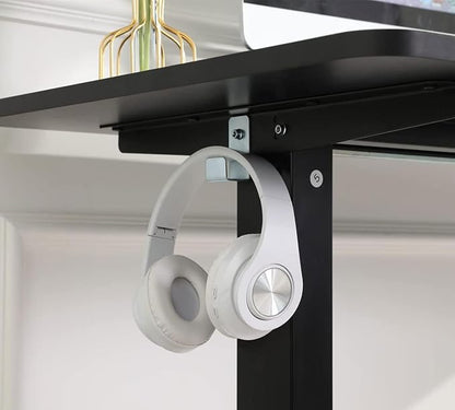 Electric Standing Ergonomic Desk 55 x 24 Inches Adjustable Height Curved Sit Stand Up Desk for Home Office Computer Desk with Memory Preset, Headphone Hook (Black Frame & Black Top)